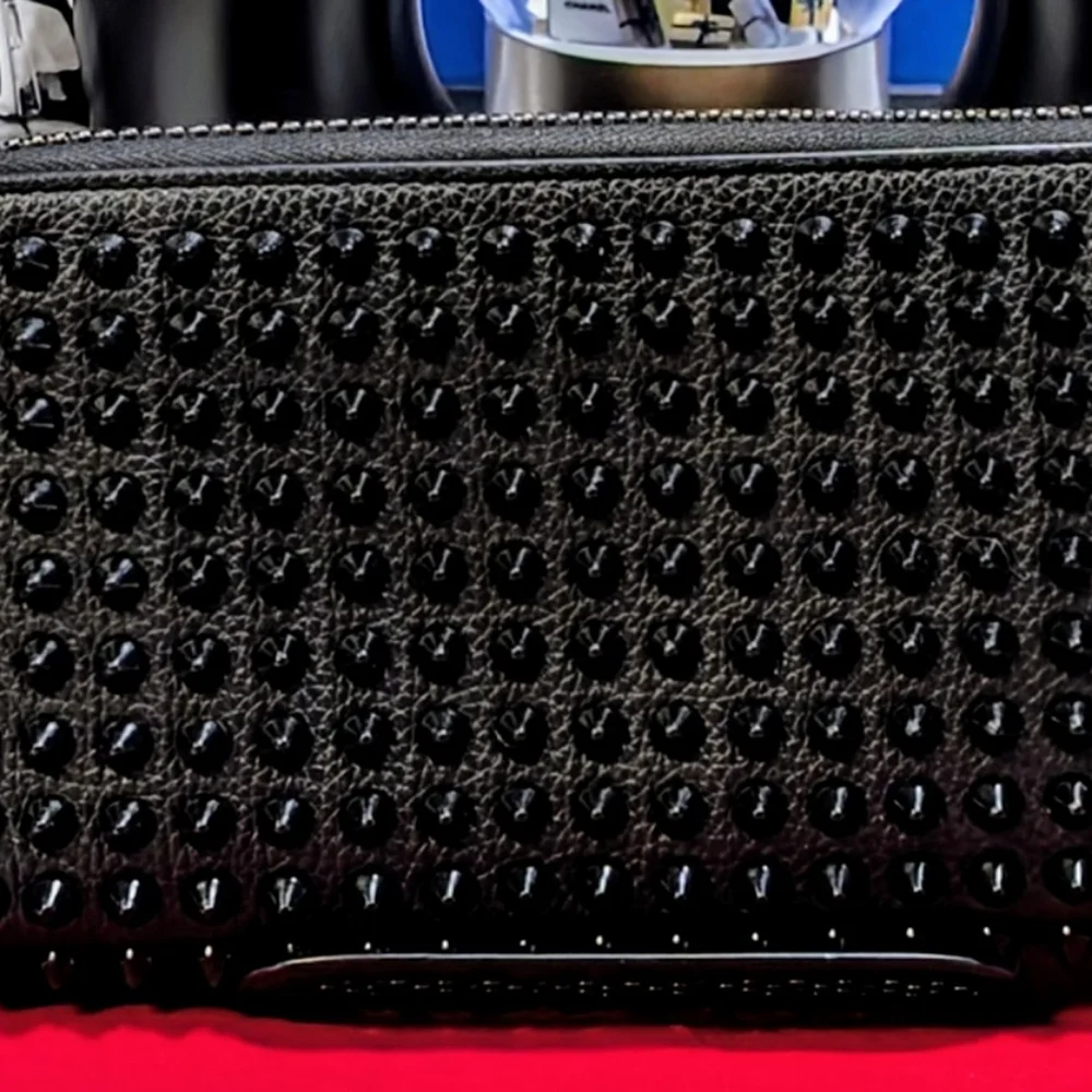 Christian Louboutin Black Spiked Leather Wallet Like New 🔥